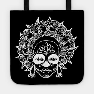 Día de Muertos - Sugar Skull Girl White Outline Tote