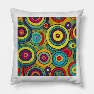 seamless Geometric pattern in retro '70 style of circles and lines Pillow