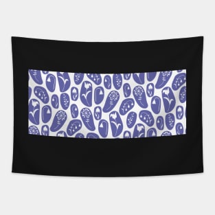 Very Peri Purple and White Flower Silhouettes Pattern Tapestry