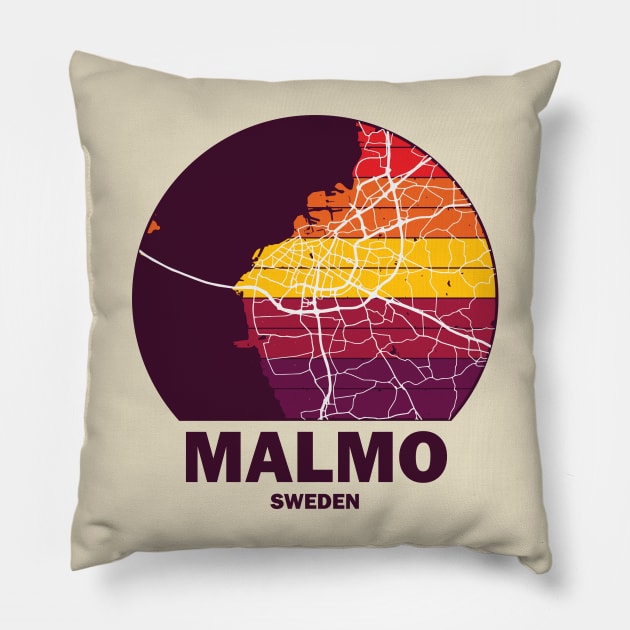 Malmo Retro Maps Pillow by yvi