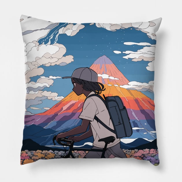 Anime Countryside Cruise Pillow by BariumBandit