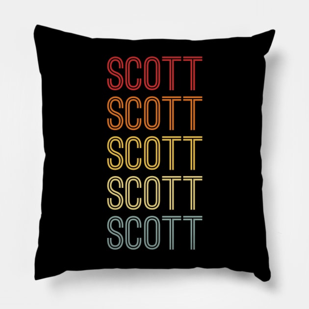 Scott Name Vintage Retro Pattern Pillow by CoolDesignsDz