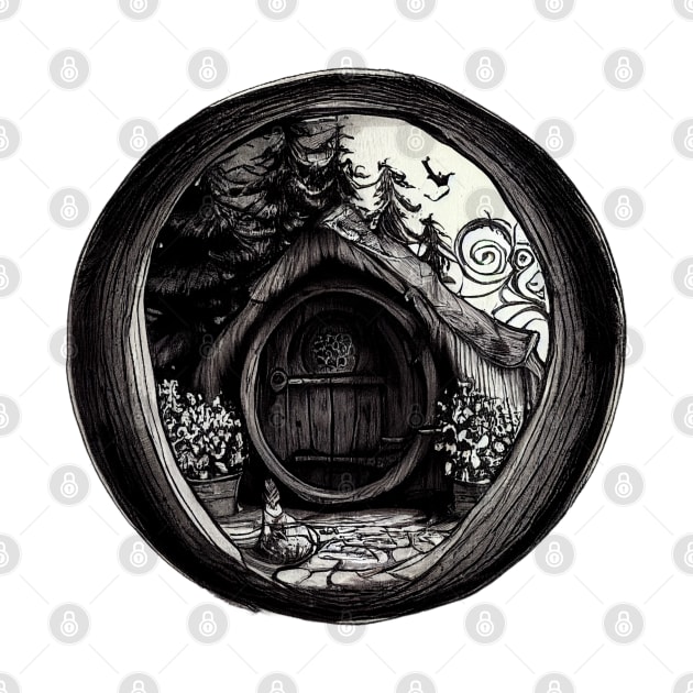 Round Door - Black and White - Fantasy by Fenay-Designs