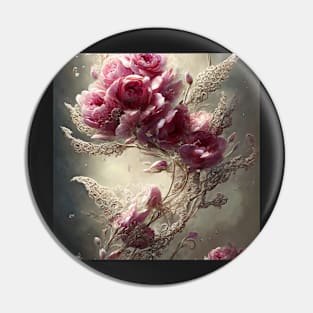 Pink Floral and Lace Pin