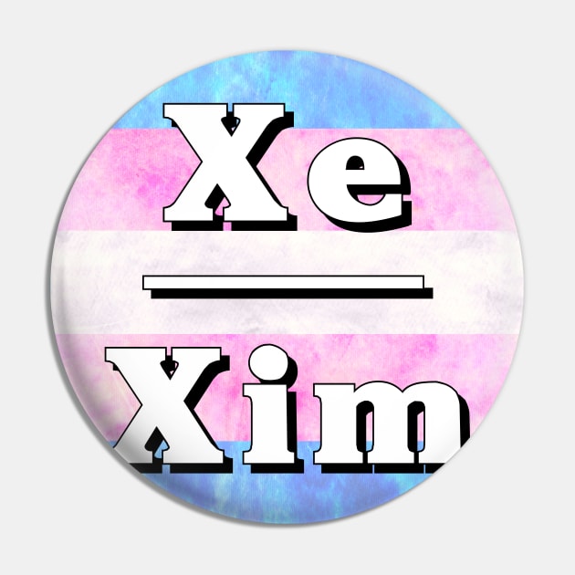 Xe-Xim Pronouns: Trans Pride Pin by Tiger Torre