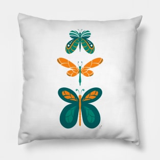 Butterflies Orange & Green Pillow