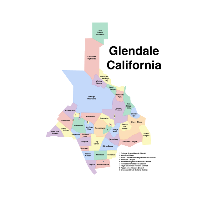 Glendale California Neighborhoods Glendale Pin TeePublic