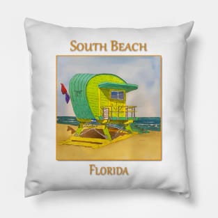 Cute Lifeguard tower in South Beach Miami Florida Pillow