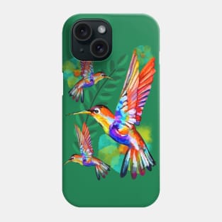 Hummingbird Watercolor Art Floral Pattern Phone Case