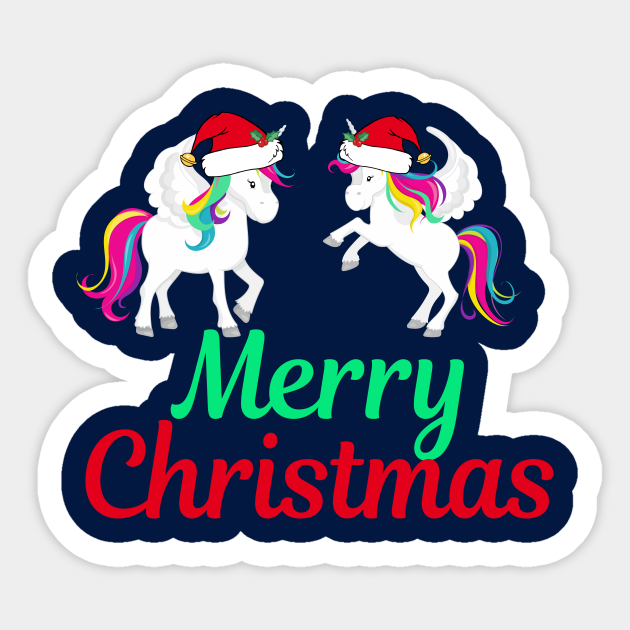 Download Merry Christmas Unicorns Christmas Unicorn Sticker Teepublic