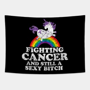 Fighting Still A Quote Unicorn Rainbow Tapestry