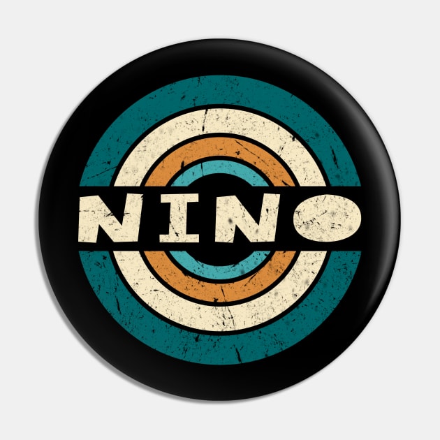 Retro Style Nino Name Birthday 70s 80s 90s Circle Pin by Amir Dorsman Tribal