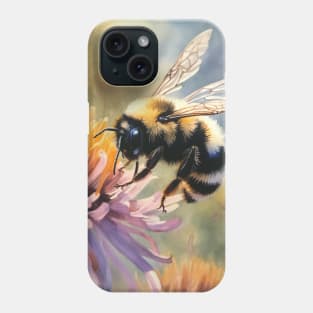 Bumblebee Hovering Over a Flower Watercolor Phone Case