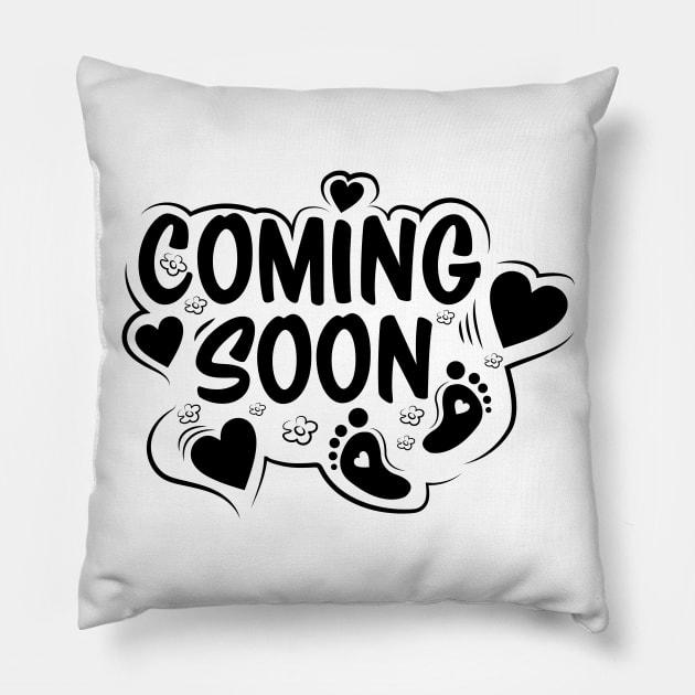 Coming Soon Funny pregnancy baby gift Pillow by Keetano