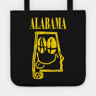 Alabama Grunge Smiling Face Black Background Tote