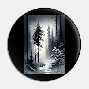 Foggy Winter Woods Pin