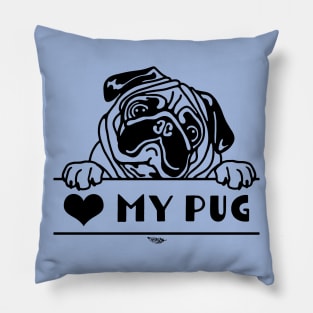 Heart My Pug, Pug Portrait Pillow