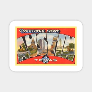 Greetings from Austin, Texas - Vintage Large Letter Postcard Magnet