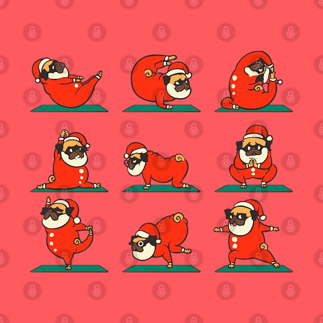 Santa Pug Yoga by huebucket