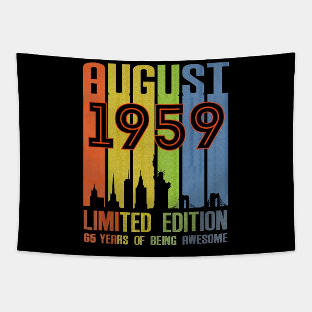 August 1959 65 Years Of Being Awesome Limited Edition Tapestry by Red and Black Floral