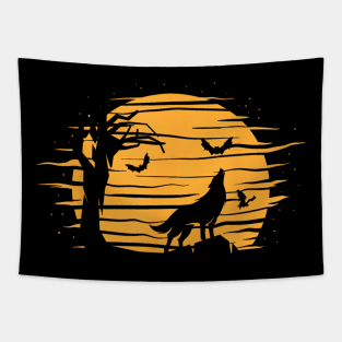 Halloween Wolf Pack Moon Howling Wolf Tapestry