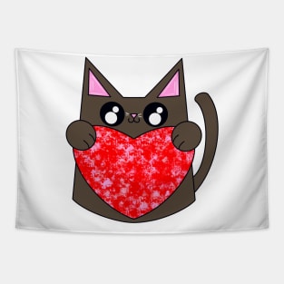 Bear The Brown Cat With Valentines Heart Tapestry