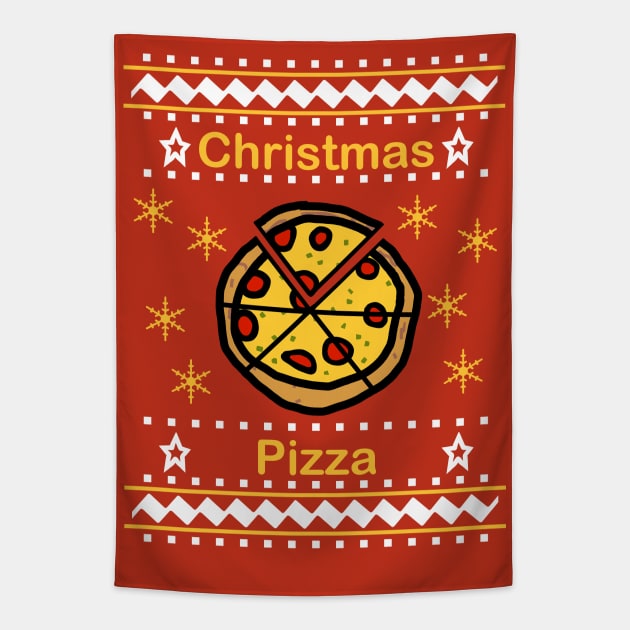 Christmas Pizza Tapestry by ellenhenryart