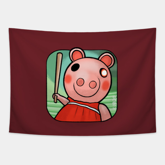 Piggy With Baseball Bat Roblox Tapestry Teepublic - roblox baseball bat piggy