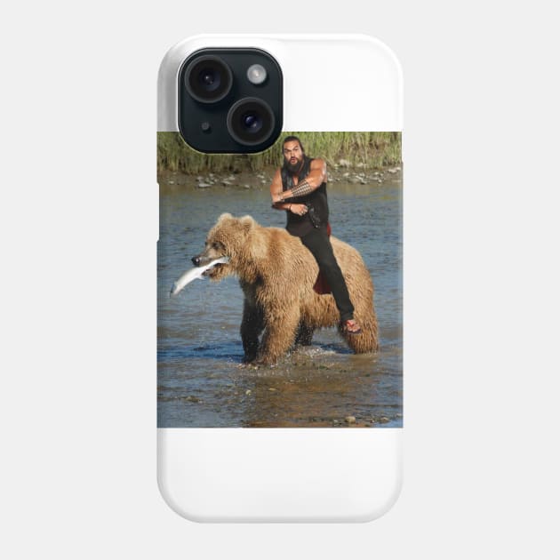 Jason Momoa Riding a bear Phone Case by GMAT