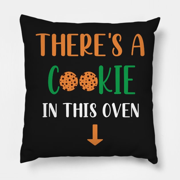 Theres A Cookie in This Oven - Cookie Pregnancy Announcement - Matching Ugly Christmas Pregnancy Announcement Pillow by WassilArt