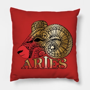 Aries ram astrology zodiac birth sign sun sign faux gold Pillow