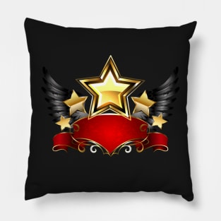 Stars with Red Ribbon Pillow