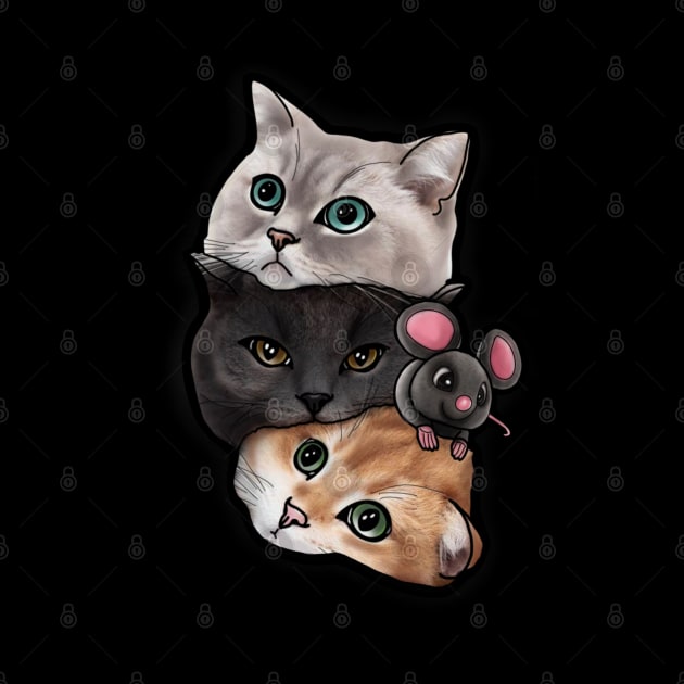 Three Cats and Mouse Design by Print Art Station