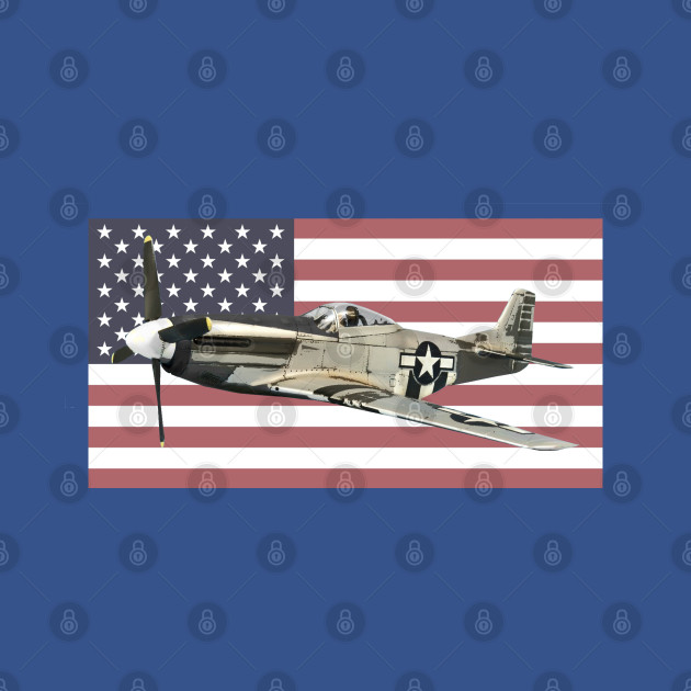 Disover P-51 Mustang US American Flag WW2 WWII Plane - P 51 Mustang - T-Shirt