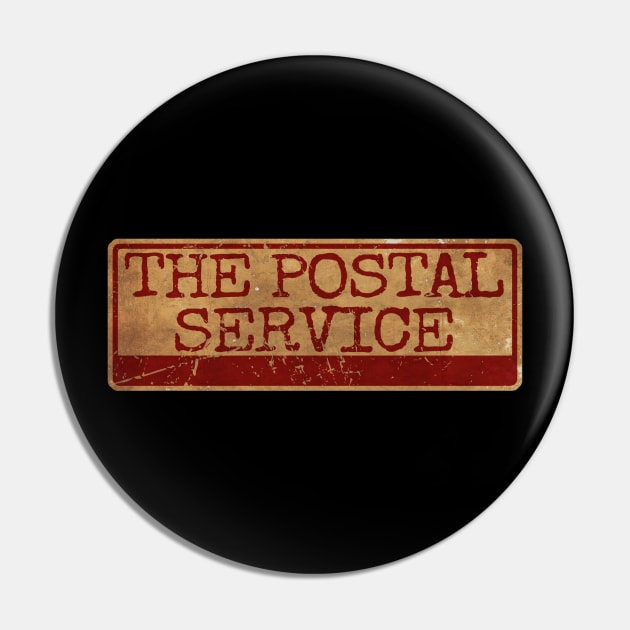 Aliska text red gold retro The Postal Service Pin by Aliska