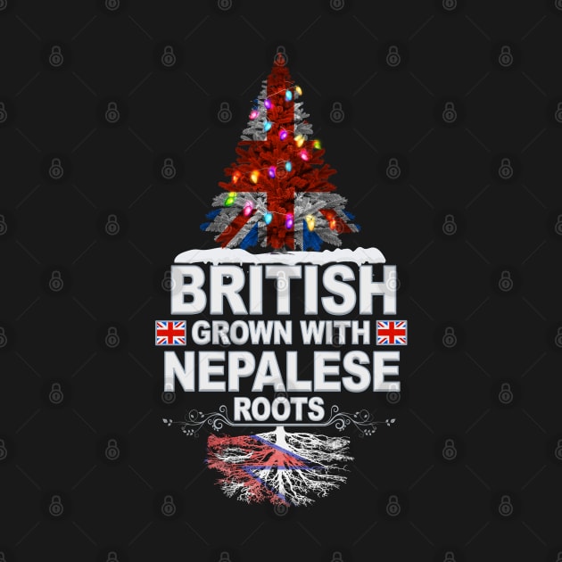 British Grown With Nepalese Roots - Gift for Nepalese With Roots From Nepal by Country Flags