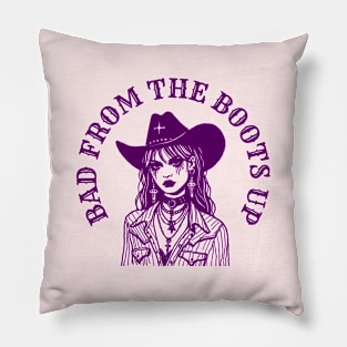 Bad from the boots up cowgirl - purple print Pillow