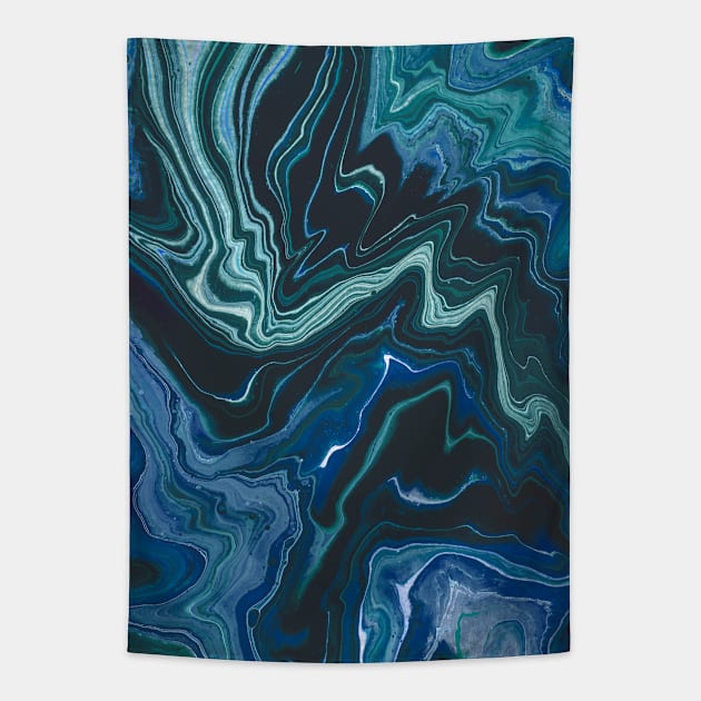 Striking swirl paint pattern, in silver and blue Tapestry by F-for-Fab
