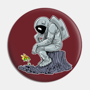 Astronaut Thinking Pin