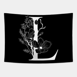 Letter L Monogram - Floral Initial Tapestry
