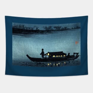 19th C. Japanese Riverboat Tapestry