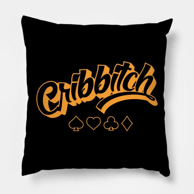 Funny Cribbage Queen Cribbitch Pillow by Huhnerdieb Apparel