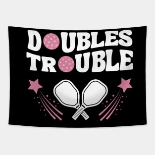 Pink Doubles Trouble Pickleball Partner Tournament Tapestry