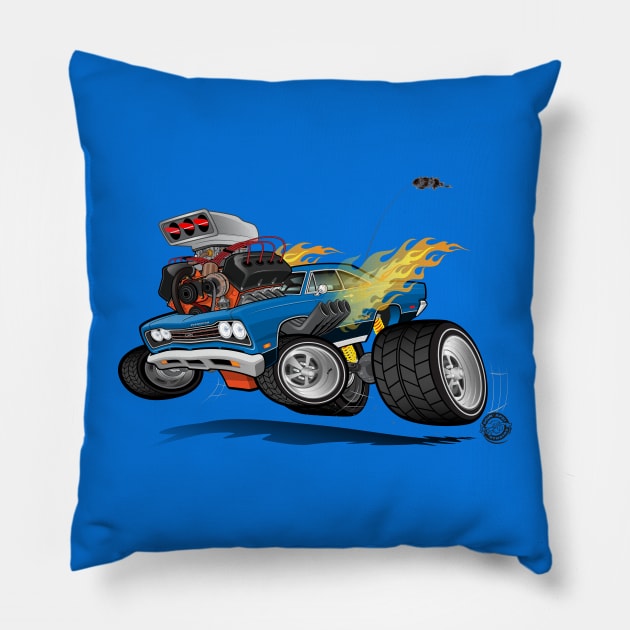 69 GTX Flames Pillow by Goin Ape Studios