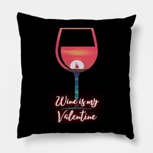 Glowing Wine Glass Sunset Pillow