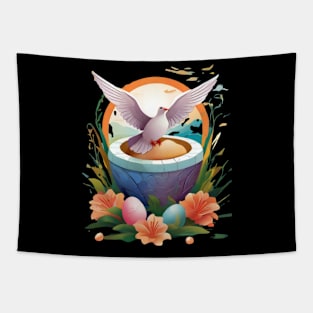 Easter Dove  / Spring Flowers / Easter Eggs, Easter gift Tapestry