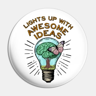 ADHD benefit about creativity, light bulb butterfly drawing gift with brain tree Pin