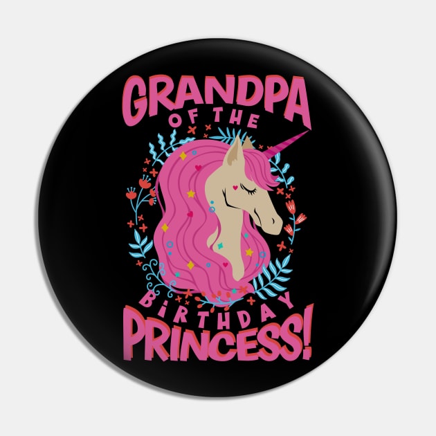 Grandpa of the Birthday Princess Unicorn Pin by aneisha