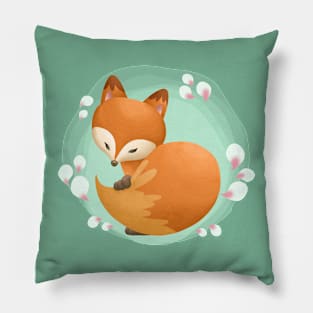 Fox Hide Behind His own Tail Pillow