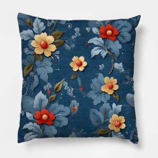 Abstract flower denim textures pattern Pillow